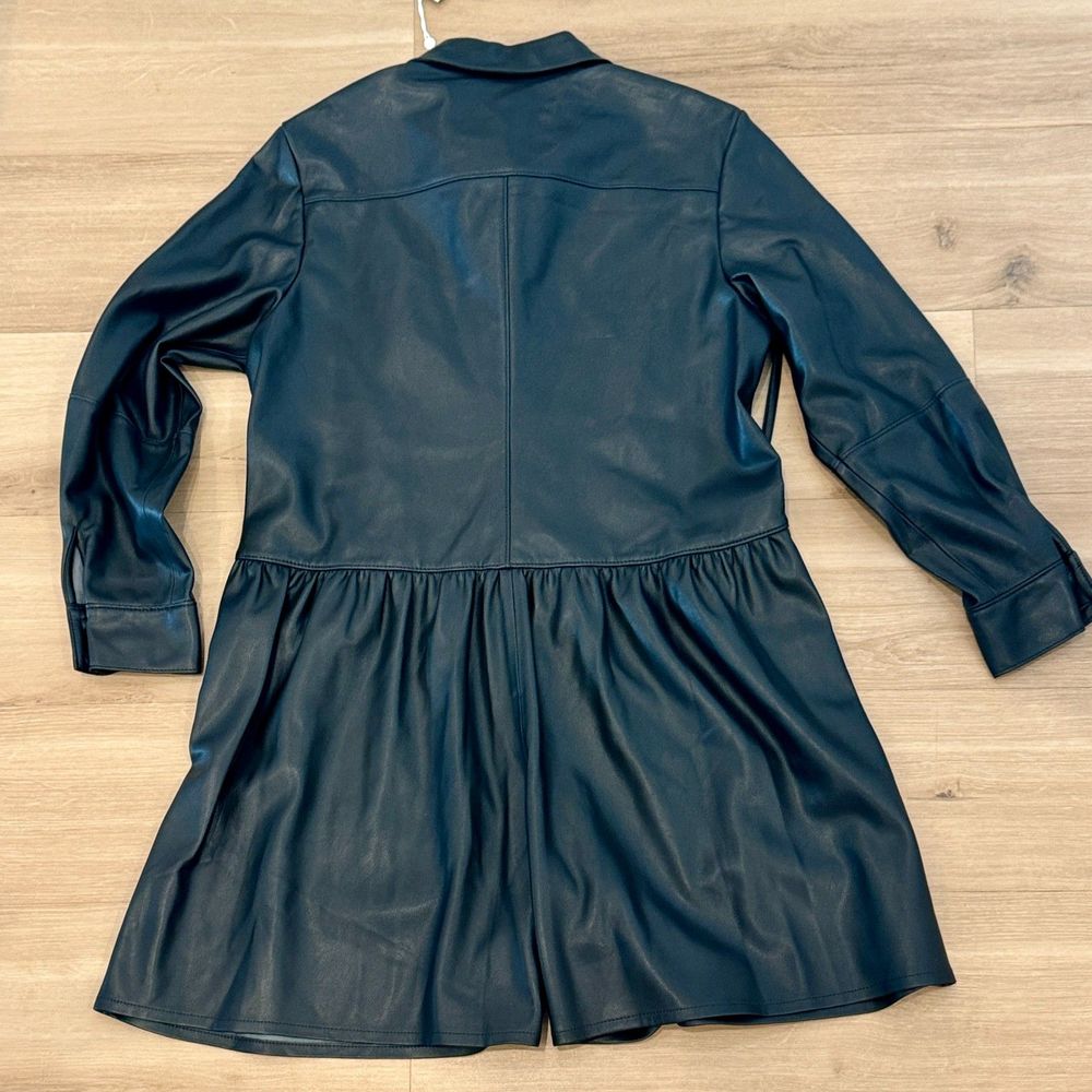 NWT - Rebecca Taylor Black Vegan Leather Romper - Women's 10 - Picture 6 of 8